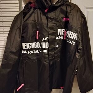 Anti Social Social Club Black Raincoat with Pink Details